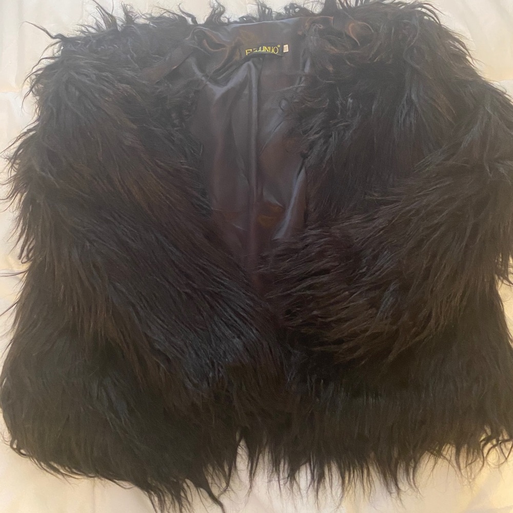 Black Shaggy Fur Jacket